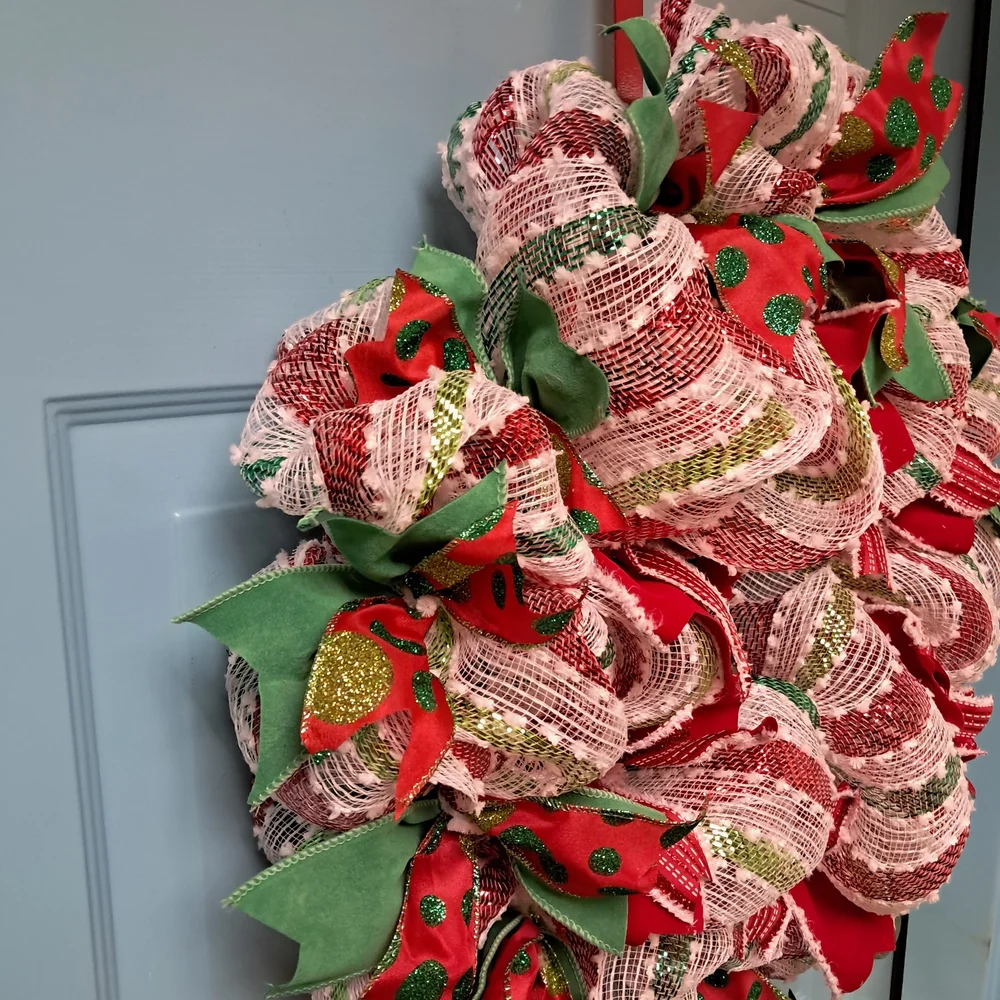 Christmas Festive Red and Green Holiday Wreath